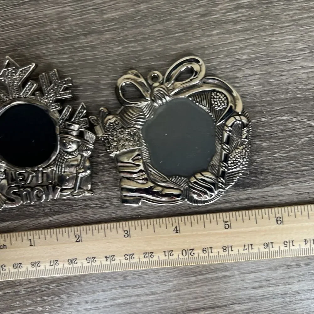Gorham Vintage Silver Plated Picture Frame Christmas Ornaments Set of 2